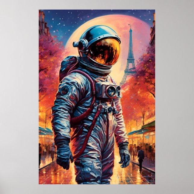 Poster astronauta em Paris (Frente)