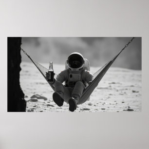 Poster Astronauta em rede na lua