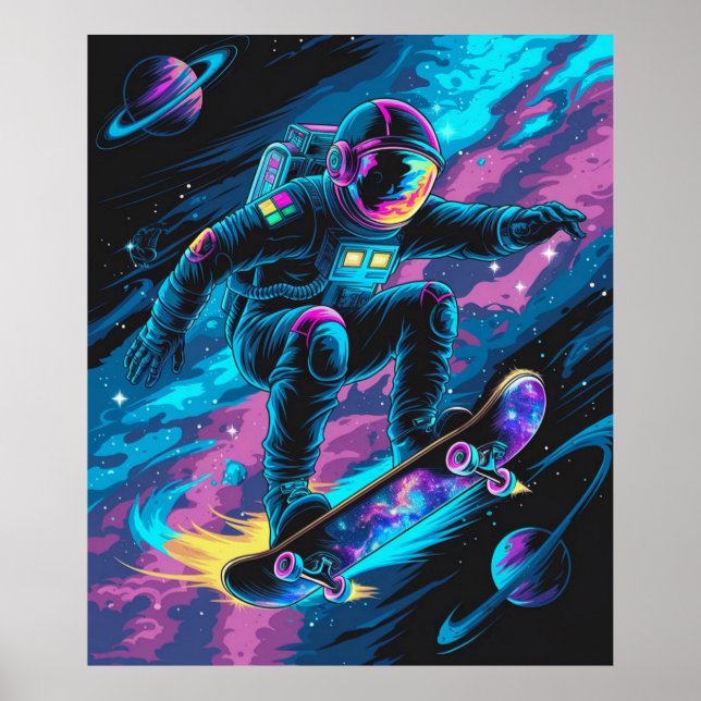 Poster Astronauta em skate (Frente)