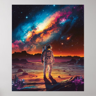 Poster Astronauta em um planeta no espaço