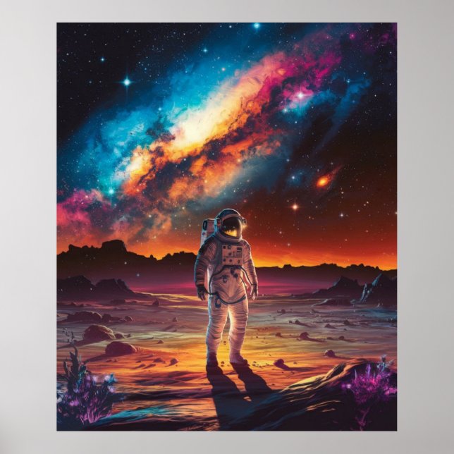 Poster Astronauta em um planeta no espaço (Frente)