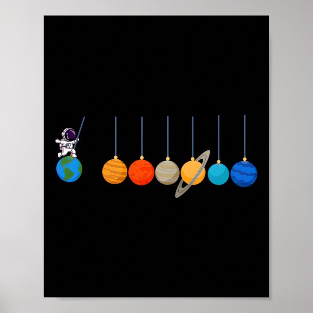 Poster Astronauta Engraçado Planetas Nascentes Ciência Es (Frente)