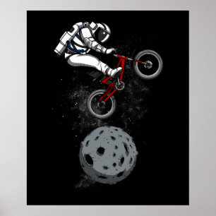 Poster Astronauta Espacial Biker Andando Bike Galaxy Cósm
