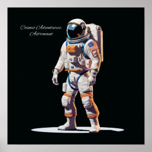 Poster Astronauta Espacial Branca Negrito