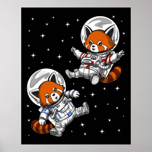 Poster Astronauta Espacial do Red Panda Bear (Frente)