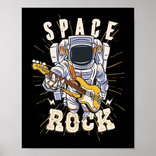 Poster Astronauta Espacial Guitarra Amantes Para A Guita (Frente)
