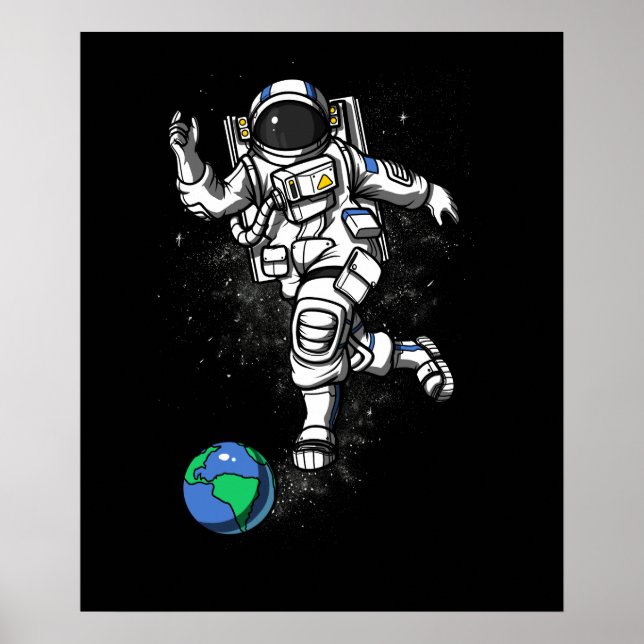 Poster Astronauta Espacial Planeta Boliche Cósmica Terra (Frente)