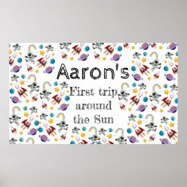 Poster Astronauta Espacial Primeiro Convite de aniversári