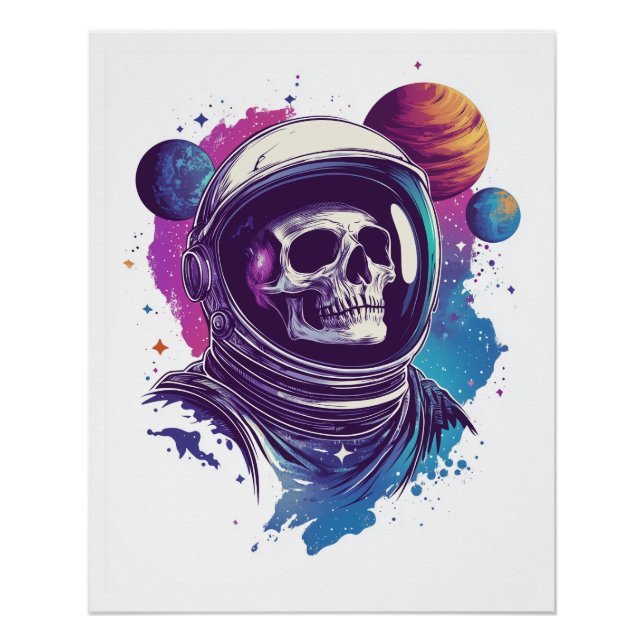 Póster Astronauta Explorador Caveira (Frente)