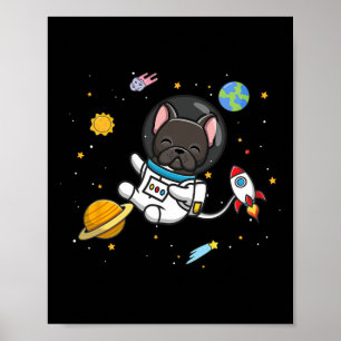 Poster Astronauta Francês para Bulldog
