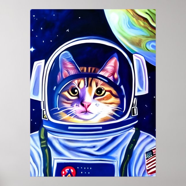 Poster Astronauta Gato no Espaço (Frente)