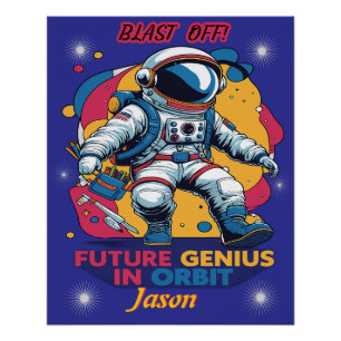 Póster Astronauta - Gênio do Futuro em Órbita