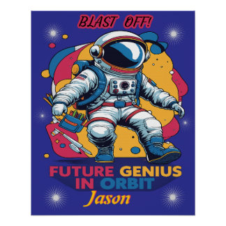 Póster Astronauta - Gênio do Futuro em Órbita