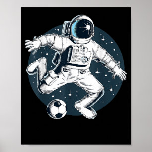 Poster Astronauta Jogando Futebol no Exterior