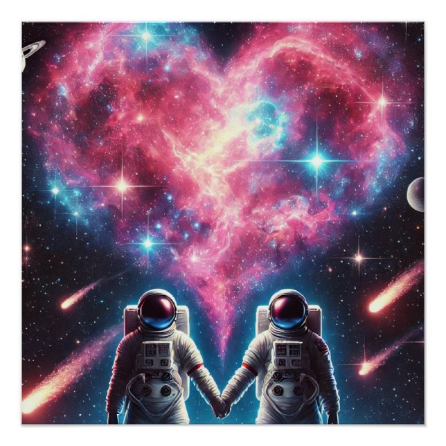 Póster Astronauta Love Glossy Poster (Frente)