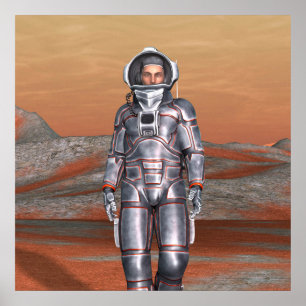 Póster Astronauta Mars - Explorador de Espaço no Planeta 