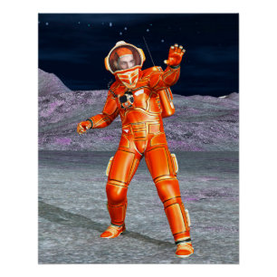 Póster Astronauta Mars Space Explorer no Planeta de Alien