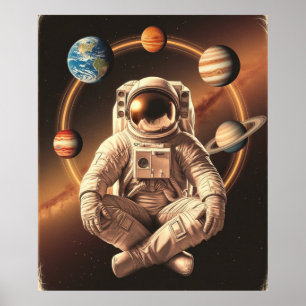Poster Astronauta Medita no Espaço