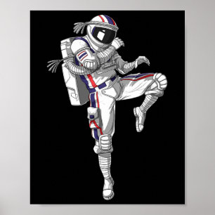 Poster Astronauta Muay Tailandês Boxando Karate Kickboxin