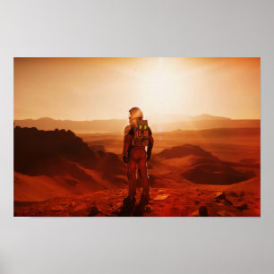 Poster Astronauta na superfície de MARS. O Primeiro Marci