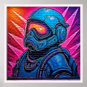 Poster Astronauta Neon Cyberpunk