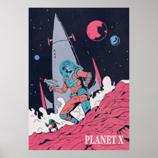 Poster Astronauta no Planeta no Espaço
