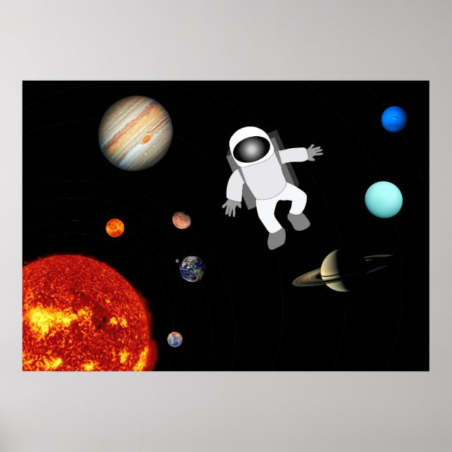 Poster Astronauta no Sistema Solar (Frente)