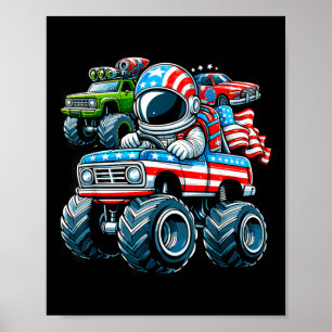 Poster Astronauta Pilotando Caminhão Monstro 4 De Julho