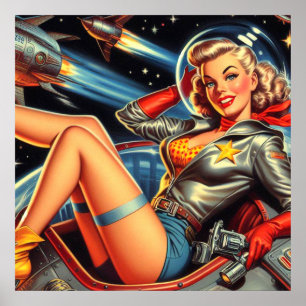 Poster Astronauta Pin-up