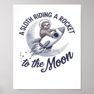 Poster Astronauta Preguiçoso Adorável Montando
