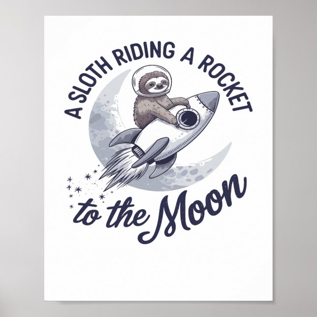 Poster Astronauta Preguiçoso Adorável Montando (Frente)