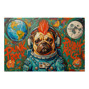 PÓSTER ASTRONAUTA PUG ROCK PUNK 4