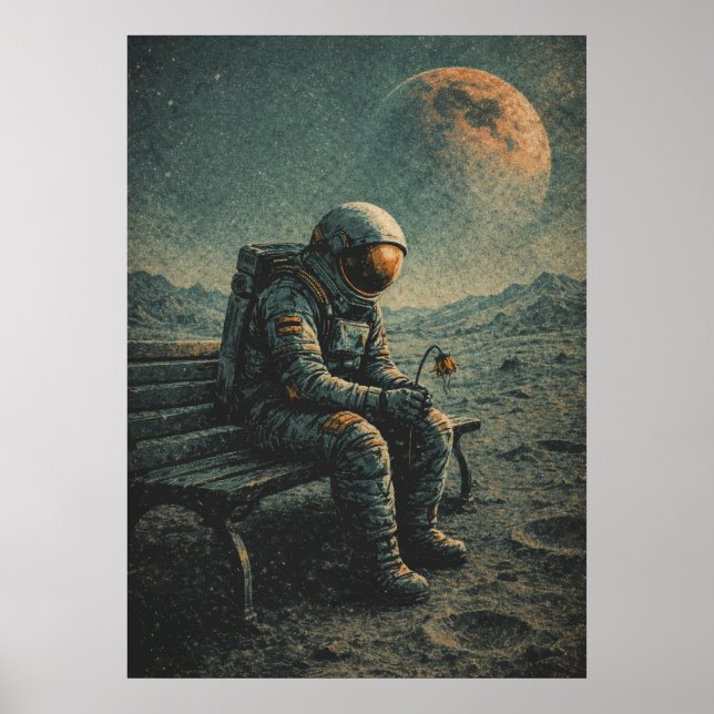 Poster Astronauta Retro-Futuro, Arte Abstrata Espacial de (Frente)