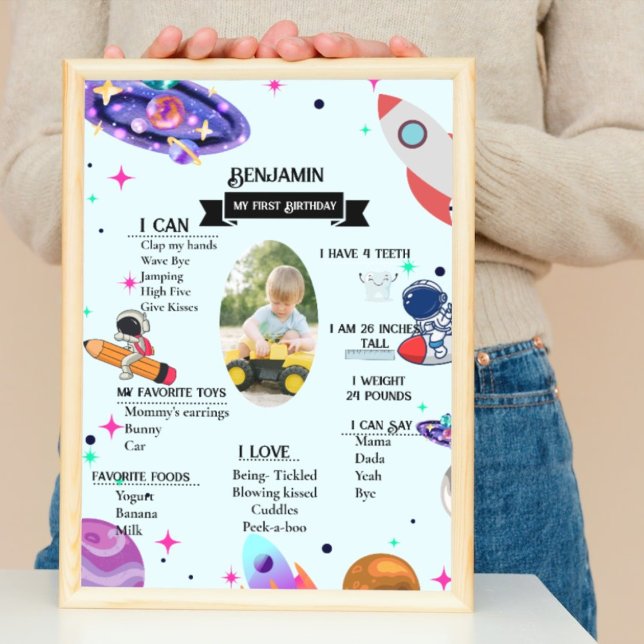 Poster Astronauta Rocket, planeta e marco espacial extern (Criador carregado)