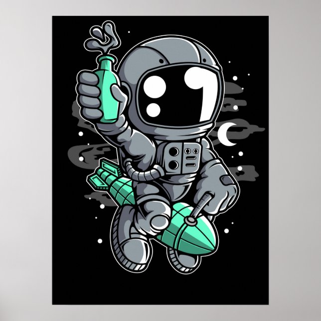 Poster Astronauta Rocket Ride (Frente)