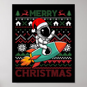Poster Astronauta Santa Hat, feliz de Natal Feio, Andando