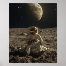 Astronauta Sentado na Lua
