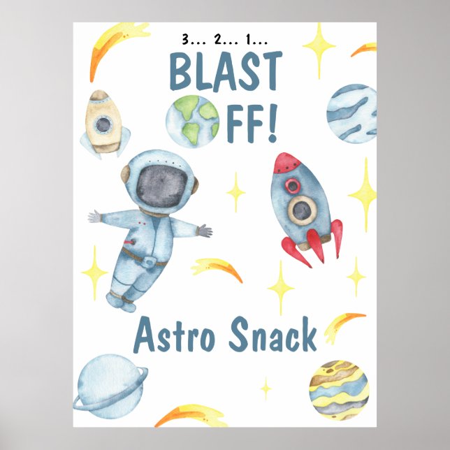 Poster Astronauta Space Birthday Astro Snack (Frente)
