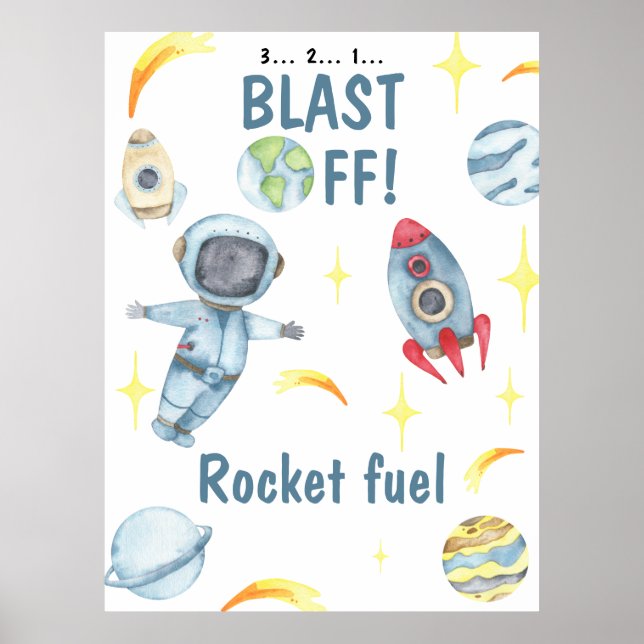 Poster Astronauta Space Birthday Rocket fuel (Frente)