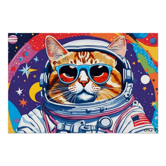 PÓSTER ASTRONAUTA TABBY CAT 3 (Frente)
