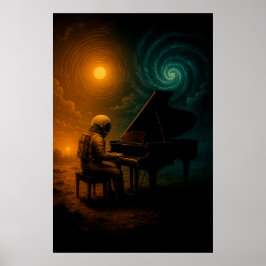 Poster Astronauta Tocando Piano na Realidade Dividida - S