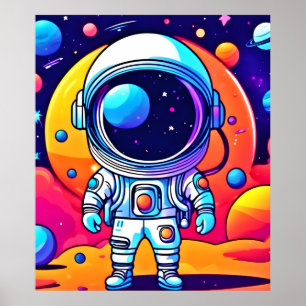 Poster Astronauta vibrante na arte cósmica