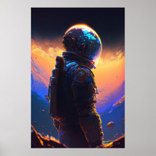 Poster Astronauta World Discovery Painting Human Universe