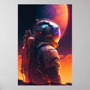 Poster Astronauta World Discovery Painting Human Universe