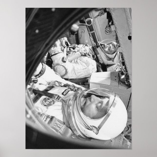 Póster Astronautas sentados na dentro Gemini 3 (Frente)