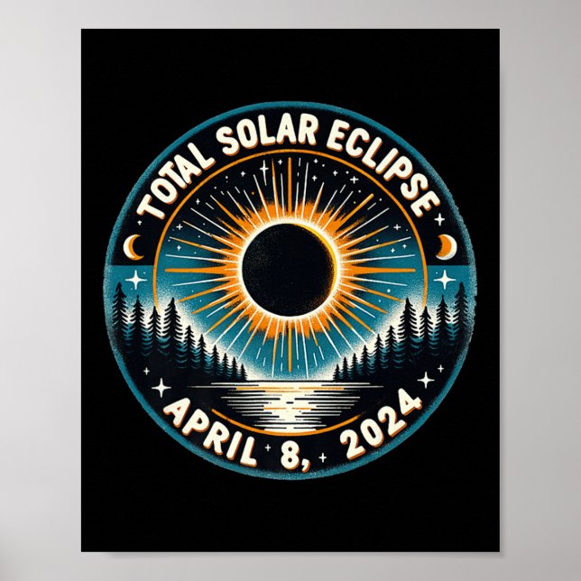Poster Astronomia Solar Eclipse Vintage 2024 Eclipse Sola (Frente)
