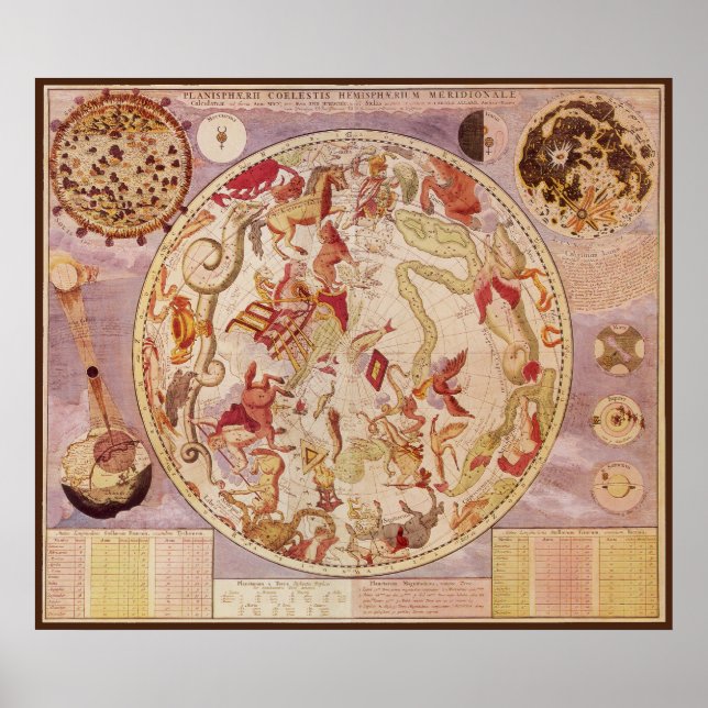 Póster Astronomia venenosa, mapa celestial de Carel Allar (Frente)