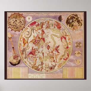 Póster Astronomia venenosa, mapa celestial de Carel Allar