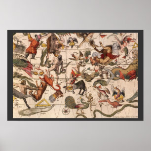 Póster Astronomia Vintage, Mapa Estelar por Johannes van