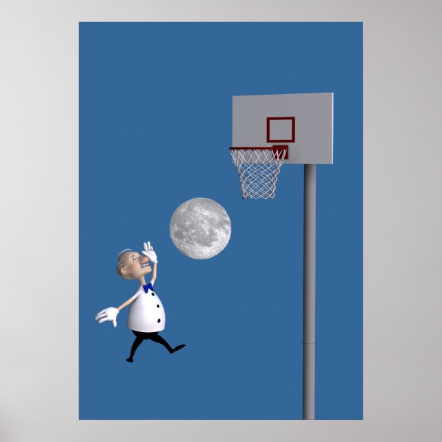 Póster Astrônomo jogando basquete (Frente)